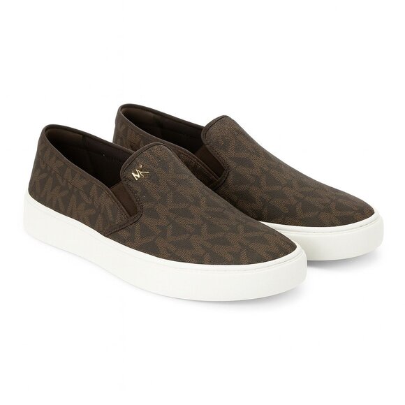 Michael Kors KEATON Brown Sigature Logo PVC Fashion Causal Loafer Shoe Sz 6.5 M - Picture 1 of 16